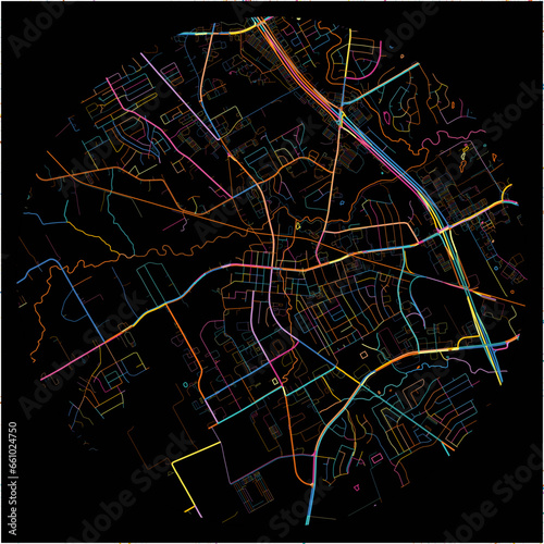 Colorful Map of Mansfield, Texas with all major and minor roads.