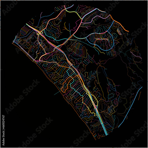 Colorful Map of SanClemente, California with all major and minor roads. photo
