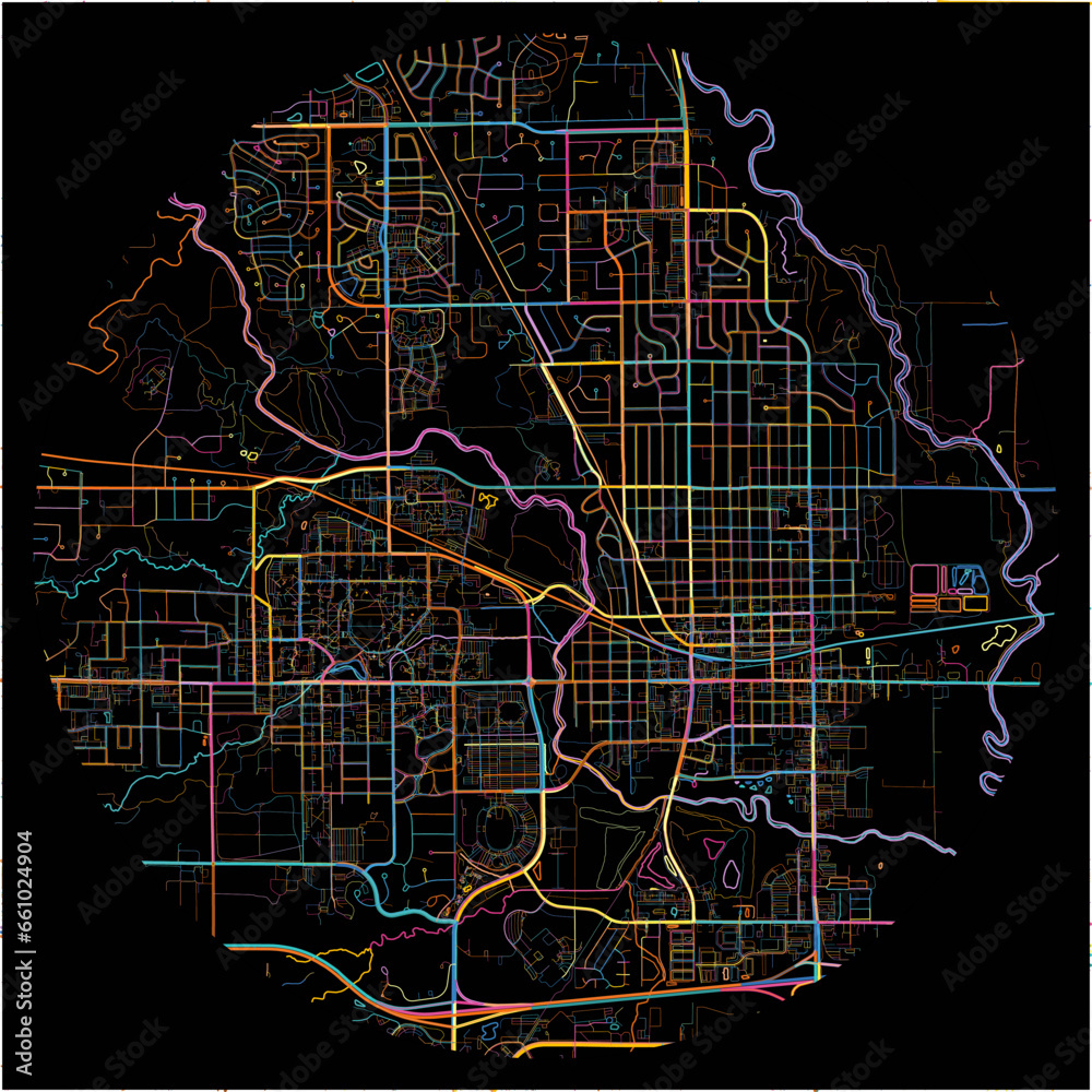 Colorful Map of Ames, Iowa with all major and minor roads.