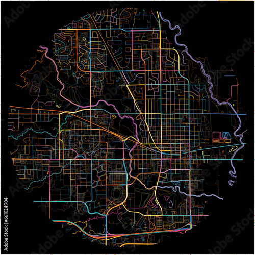 Colorful Map of Ames, Iowa with all major and minor roads.