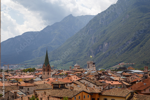 view of the old town of Italian city Trento.