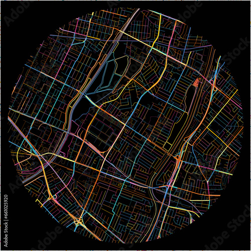 Colorful Map of PicoRivera, California with all major and minor roads.