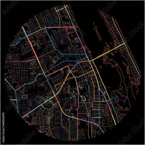 Colorful Map of PortOrange, Florida with all major and minor roads.