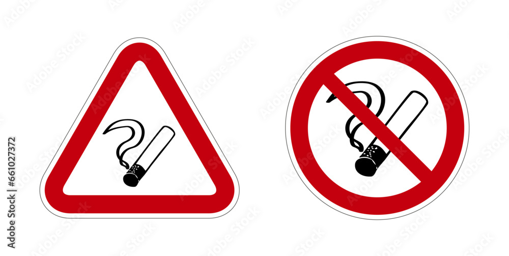 fumer cigarette interdit panneau rouge rond triangle barré fumer cigarette interdit panneau rouge rond triangle barré