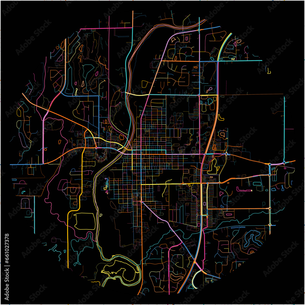 Colorful Map of Noblesville, Indiana with all major and minor roads.