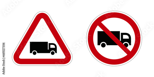 camion livraison interdit panneau rouge rond triangle barré photo