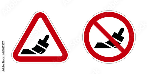 coller afficher interdit panneau rouge rond triangle barré
