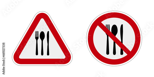 couvert manger interdit panneau rouge rond triangle barré