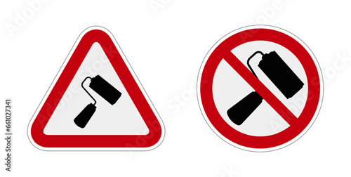 coller affiche interdit panneau rouge rond triangle barré