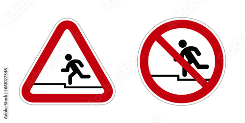 courrir dans les marches interdit panneau rouge rond triangle barré