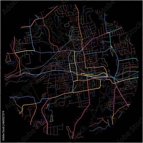 Colorful Map of Bristol, Connecticut with all major and minor roads.
