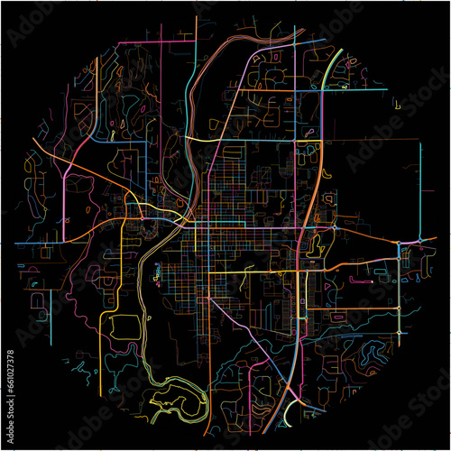 Colorful Map of Noblesville, Indiana with all major and minor roads. photo