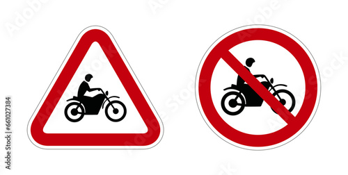 moto interdit panneau rouge rond triangle barré