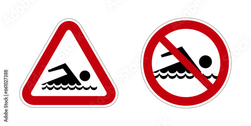 Pictogramme icone et symbole interdit nager