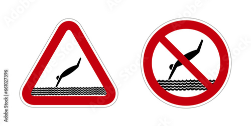 Pictogramme icone et symbole interdit plonger