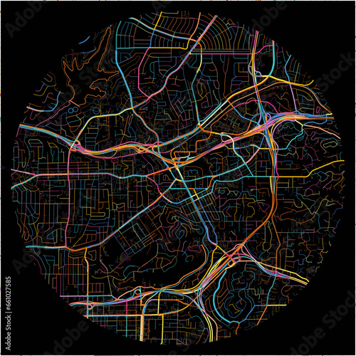 Colorful Map of LaMesa, California with all major and minor roads.