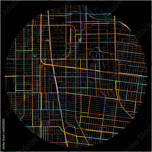 Colorful Map of HuntingtonPark, California with all major and minor roads.