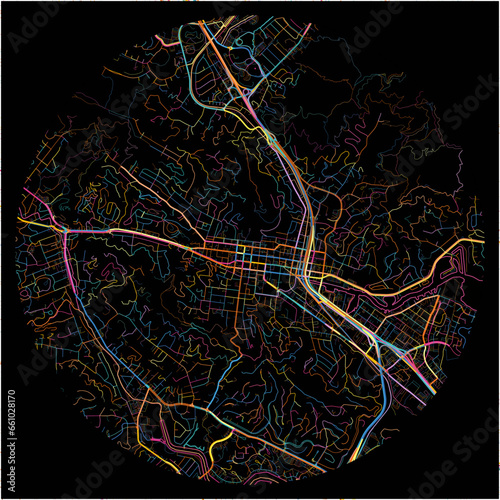 Colorful Map of SanRafael, California with all major and minor roads.