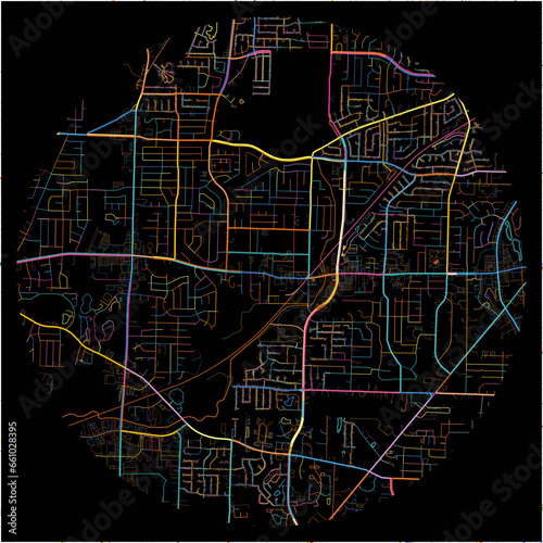 Colorful Map of Bartlett, Tennessee with all major and minor roads.