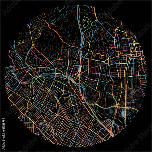 Colorful Map of Medford, Massachusetts with all major and minor roads.