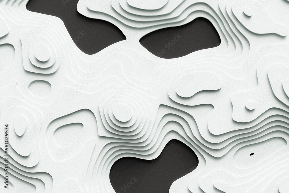 Abstract 3D topographic map, paper cut layers colored background. Realistic and textured curves from above Abstract 3D topographic map, paper cut layers colored background. Realistic and textured curves from above