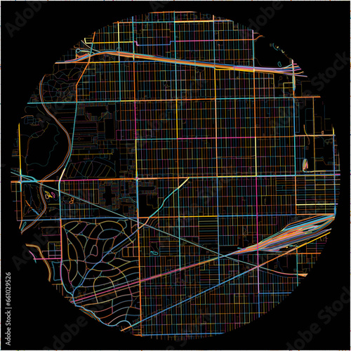 Colorful Map of Berwyn, Illinois with all major and minor roads.