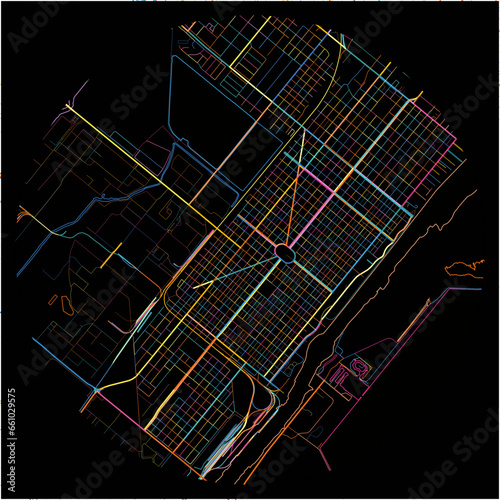 Colorful Map of PortArthur, Texas with all major and minor roads.