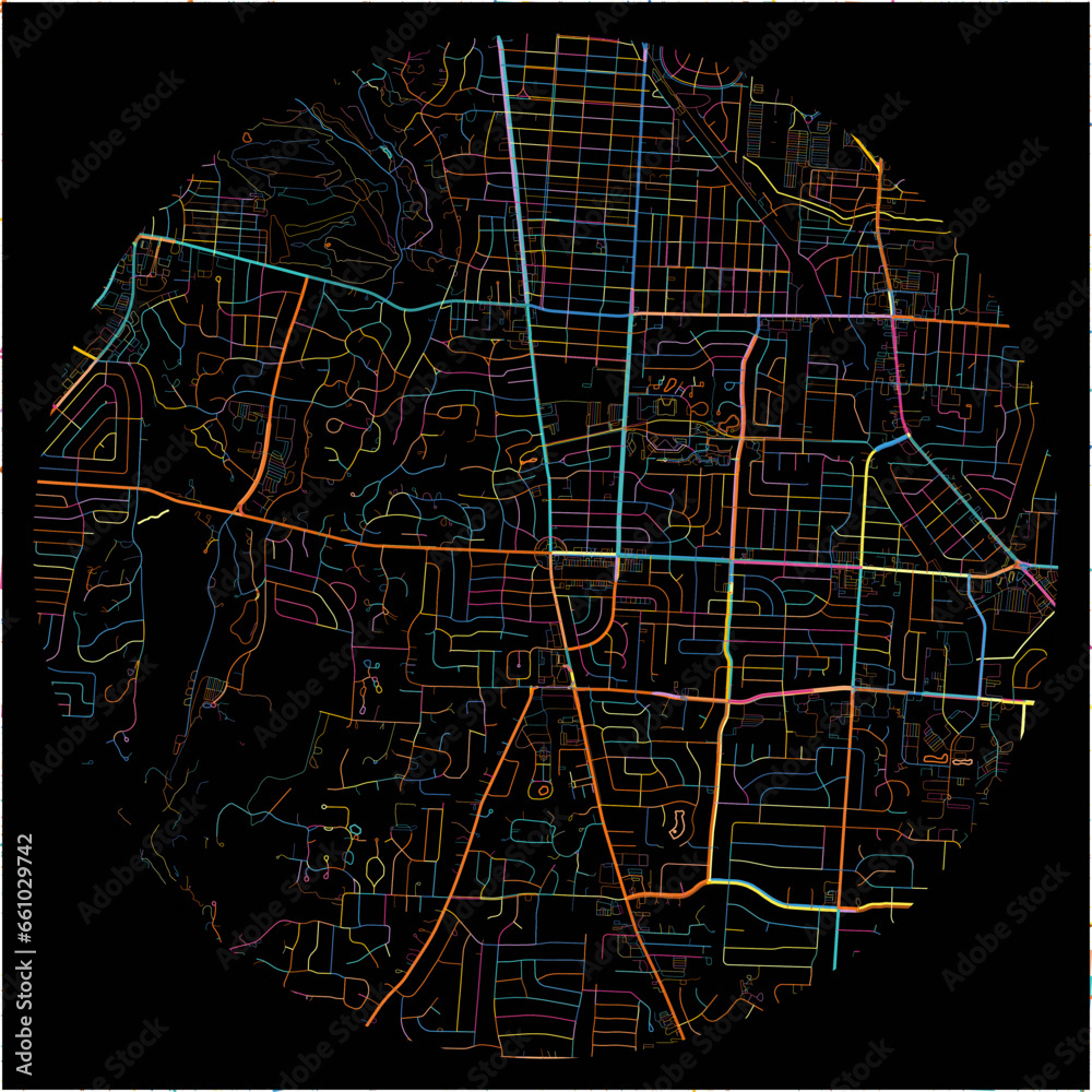 Colorful Map of Kettering, Ohio with all major and minor roads. Stock