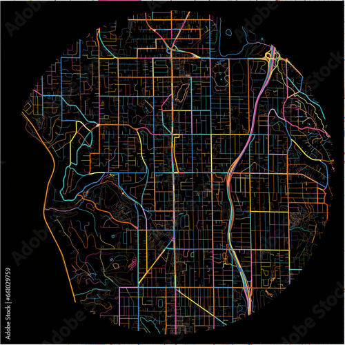 Colorful Map of Shoreline, Washington with all major and minor roads.
