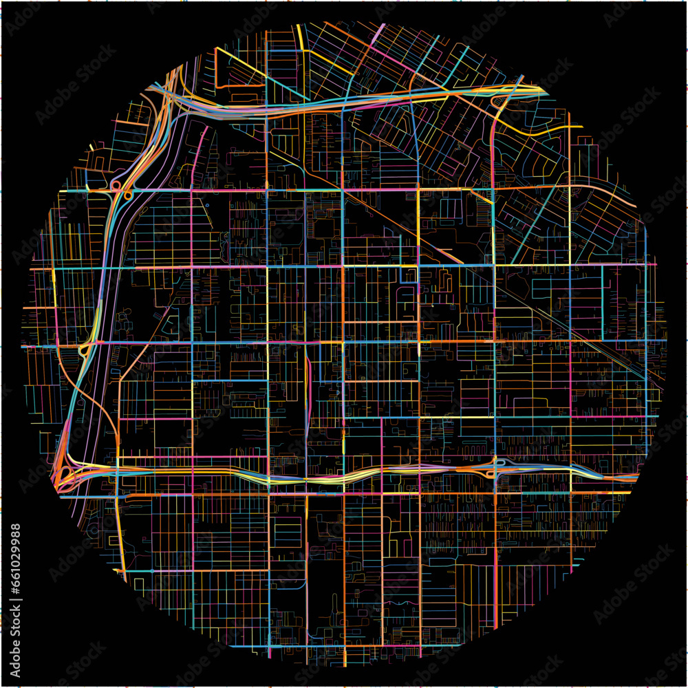 Colorful Map of Paramount, California with all major and minor roads ...