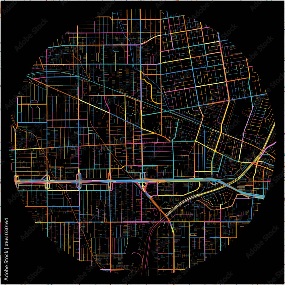 Colorful Map of Rosemead, California with all major and minor roads.