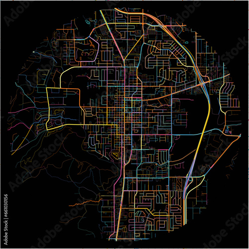 Colorful Map of CarsonCity, Nevada with all major and minor roads.