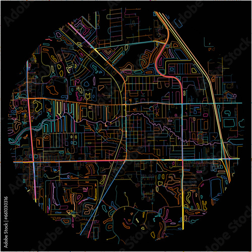 Colorful Map of BonitaSprings, Florida with all major and minor roads.