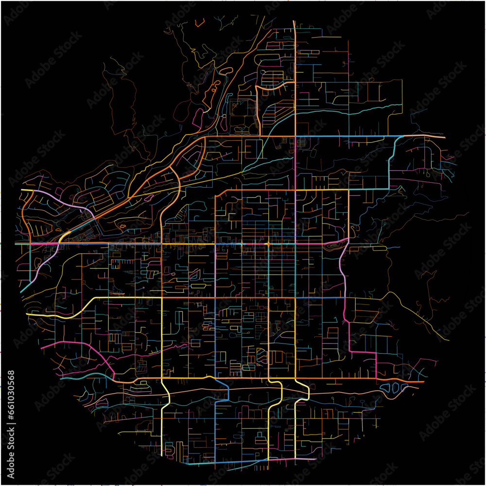 Colorful Map of Yucaipa, California with all major and minor roads.