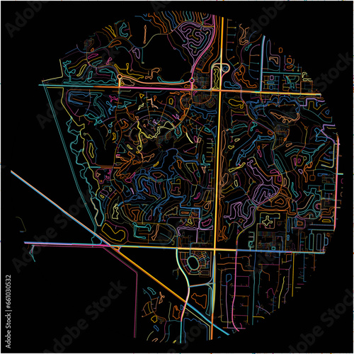 Colorful Map of PalmBeachGardens, Florida with all major and minor roads.