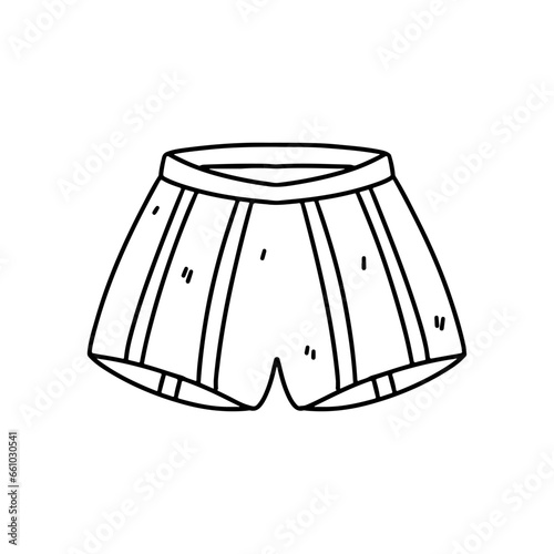 Striped shorts. Hand drawn doodle style. Vector illustration isolated on white. Coloring page.