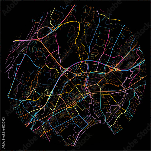 Colorful Map of Milford, Connecticut with all major and minor roads.