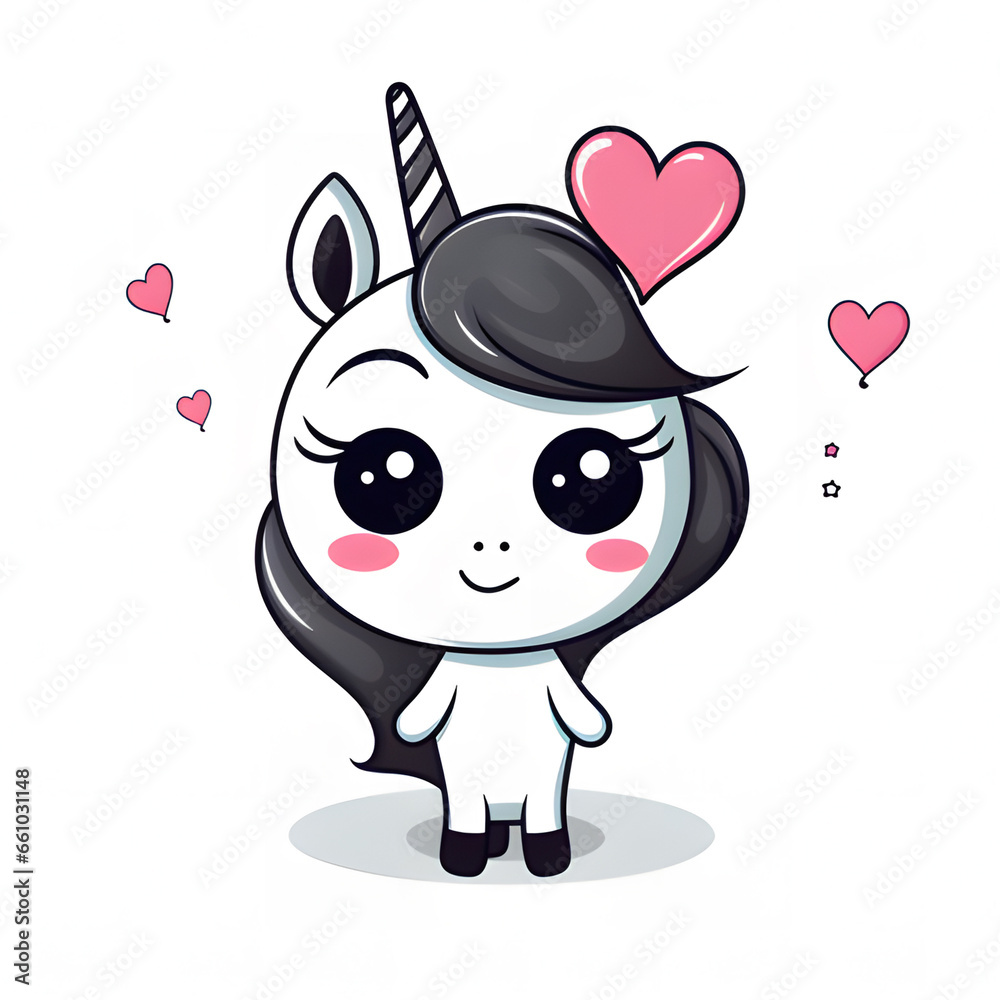 unicorn with heart illustration ai generative