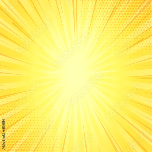 Yellow comic zoom background with center glowing light effect