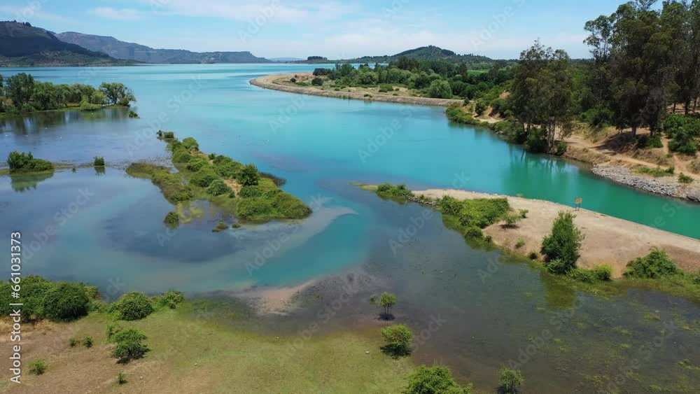 Turquoise water in pond in Chile Turquoise water in pond in Chile