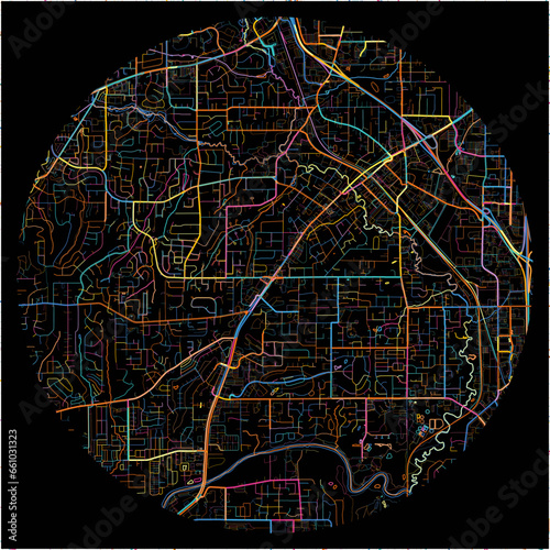 Colorful Map of Tigard, Oregon with all major and minor roads.