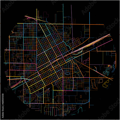 Colorful Map of GrandIsland, Nebraska with all major and minor roads.