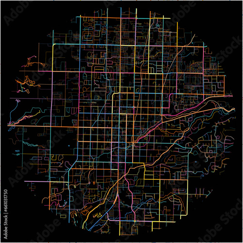Colorful Map of Logan, Utah with all major and minor roads.
