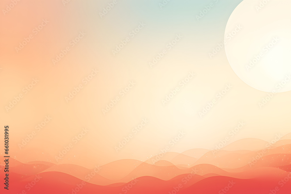 Sun illuminates a gradient sky above soft red hills