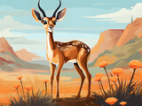 illustration of cute gazelle ai generative