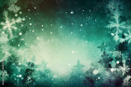 Holiday-themed background with green tones representing winter. Generative AI