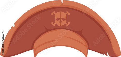 Old hat, headdress for pirates and robbers. Cartoon style