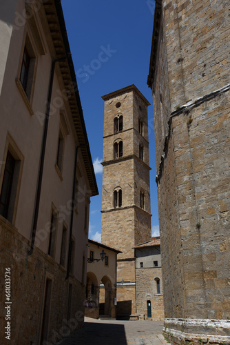 Tuscany  Volterra town skyline  church and panorama view.