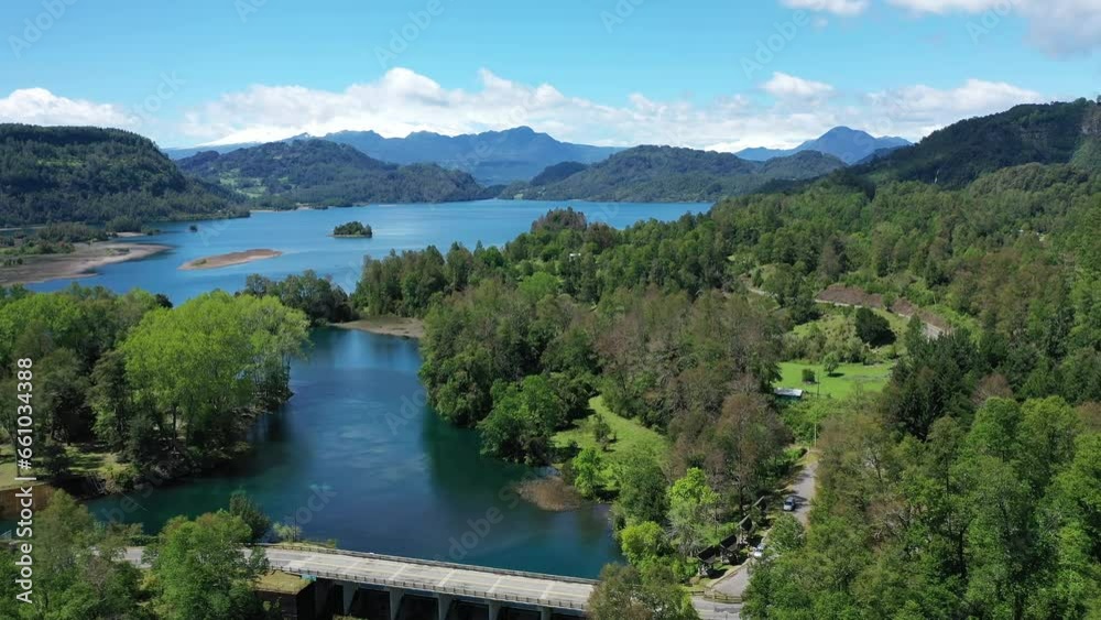 Green hills and blue cristal transparent lake Lago Ranco Green hills and blue cristal transparent lake Lago Ranco