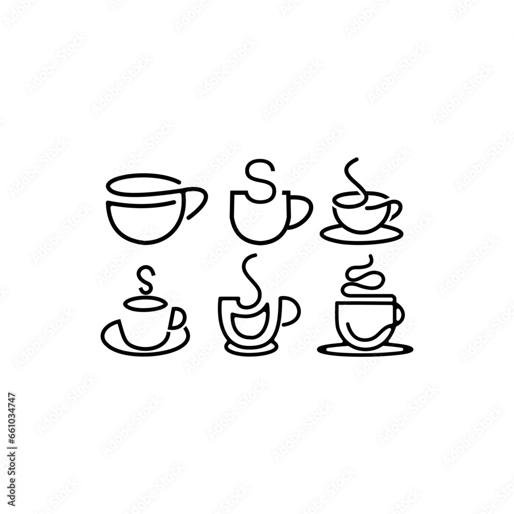 Minimalist S letter logo in coffee cup with modern concept